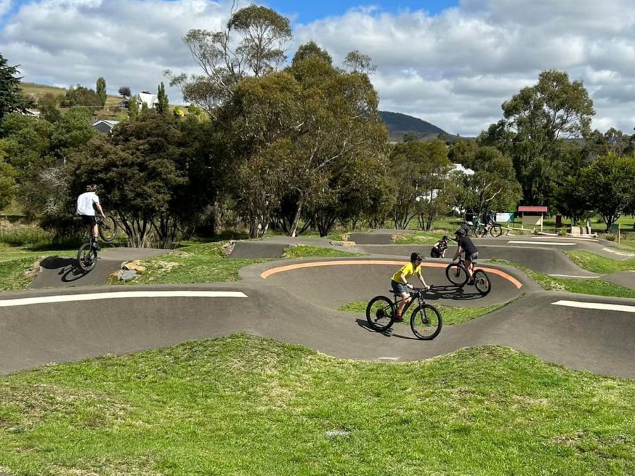 Alpine School students honing their bike skills at Omeo Pump & Skills Track, Livingstone Park, Omeo